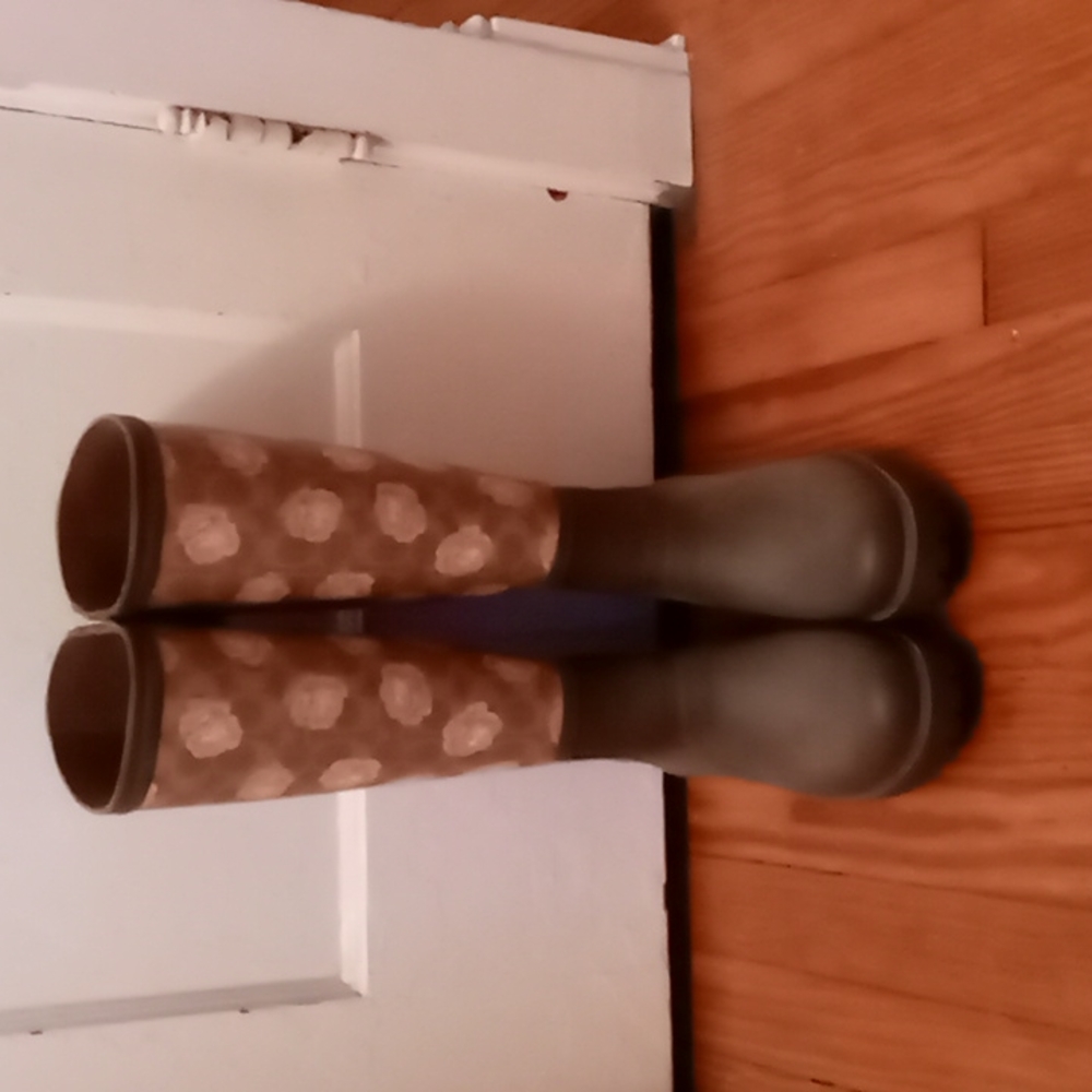 Coach signature logo and floral knee-high rain boots